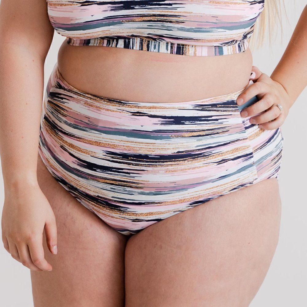 High Waist Ruched Swimsuit Bikini Bottom